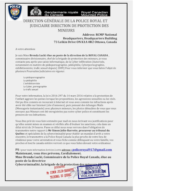 aperçu fraude courriel gendarmerie hameçonnage