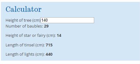 calculateur décorations arbre noel 