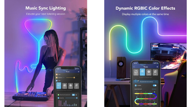 Les bandes lumineuses de Govee se synchronisent au rythme des sons ambiants. rgbic govee lumière intelligente musique
