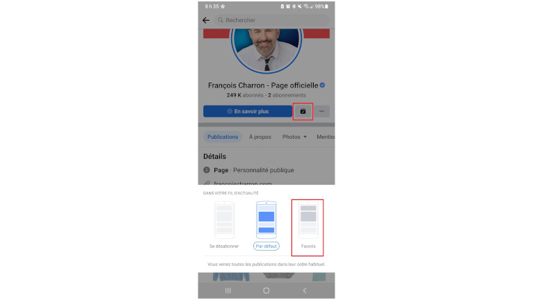 Comment mettre favori page Facebook cellulaire