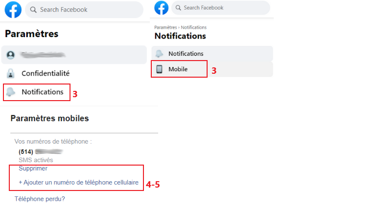 aper&ccedil;u comment ajouter num&eacute;ro t&eacute;l&eacute;phone Facebook ordinateur