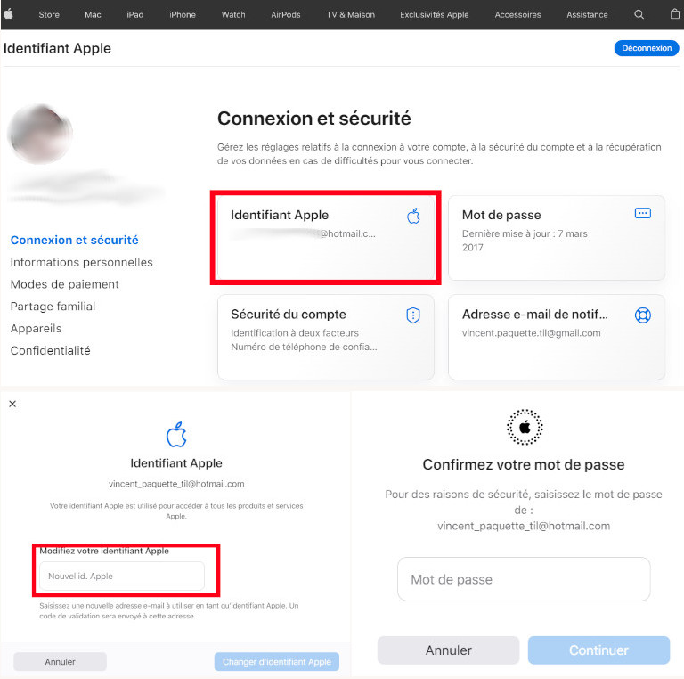 Comment changer identifiant Apple