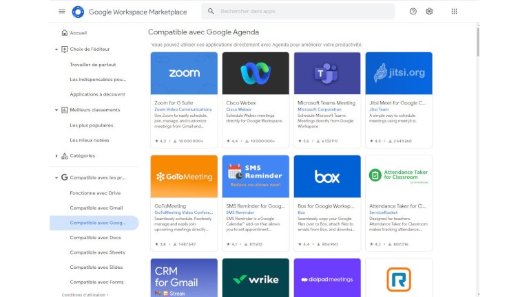 Ajouter extensions sur Google Agenda