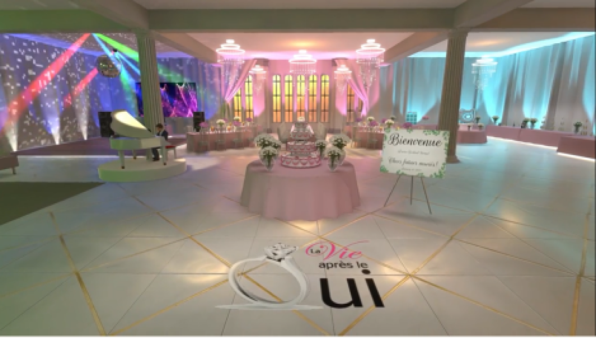 La salle de cérémonie entièrement virtuelle faite par l'équipe du Studio Syro, basé en Floride aux États-Unis. Les participants du salon La vie après le oui pourront y interagir ...avec leurs avatars !
