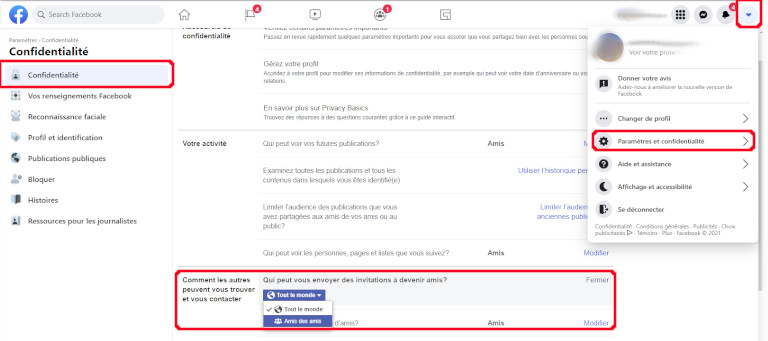 Voici comment limiter les demandes d’amitié Facebook seulement aux amis de nos amis à partir d’un ordinateur. Comment empêcher demandes amitié inconnus Facebook