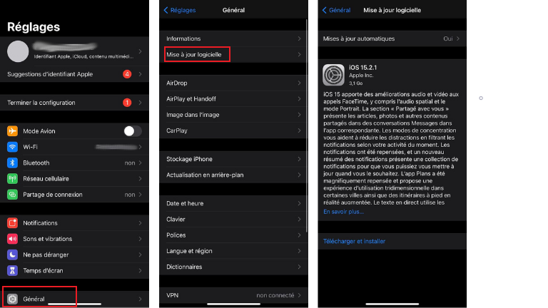 comment trouver version Safari iPhone iPad