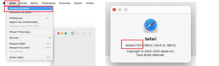 comment trouver version Safari macOS