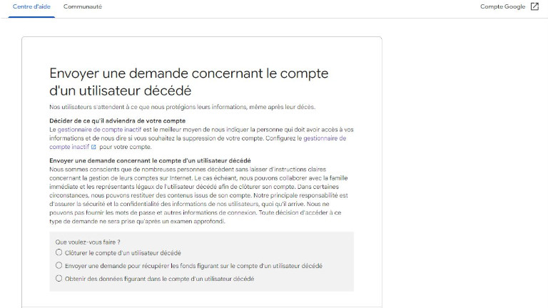 demander fermer le compte Gmail d'une personne d&eacute;c&eacute;d&eacute;e