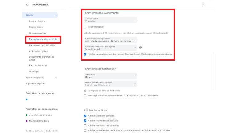 &Eacute;tablir la dur&eacute;e et les permissions pour les r&eacute;unions param&egrave;tres