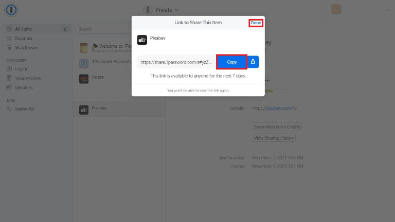 &eacute;tape 3 1password partager mot de passe prot&eacute;ger