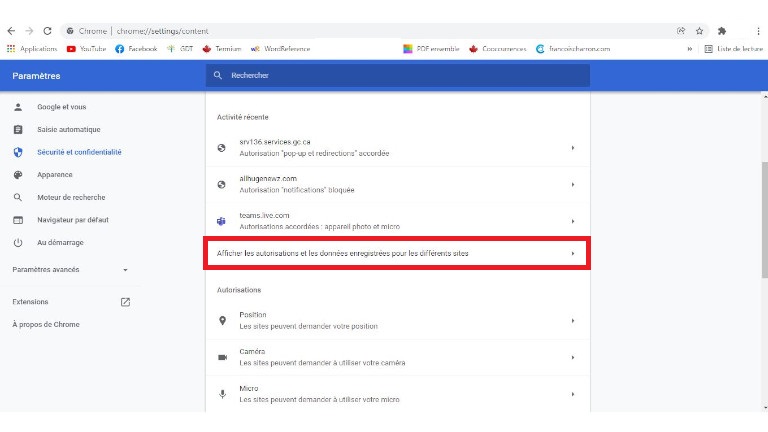 &eacute;tape 3 suppression donn&eacute;es personnelles Google Chrome