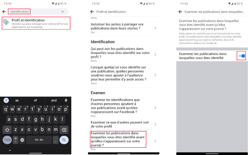 Comment examiner et valider identification publications Facebook profil