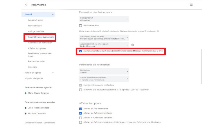 Ajouter retirer automatiquement invitations Google Meet