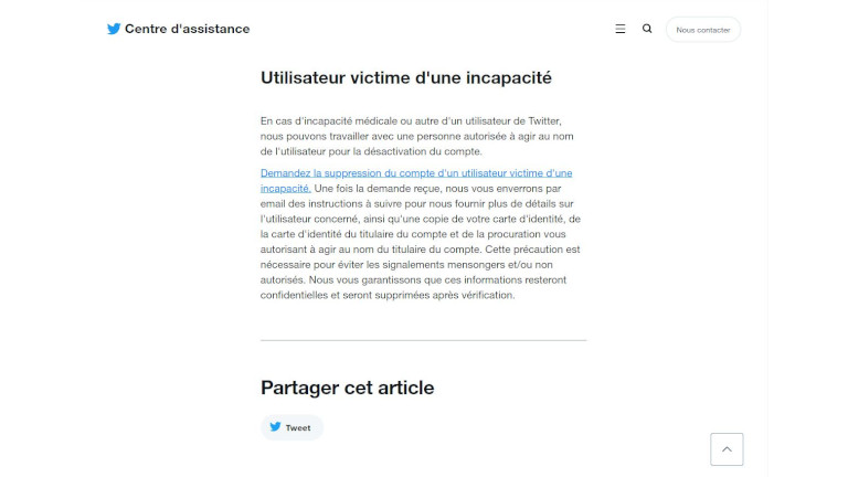 personne invalide suppression compte Twitter signaler