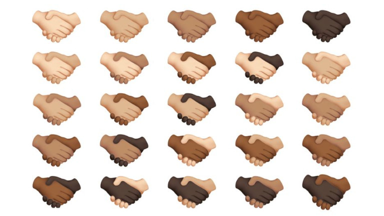 poign&eacute;es de main couleurs emojis mise &agrave; jour 15.4 iOS Apple