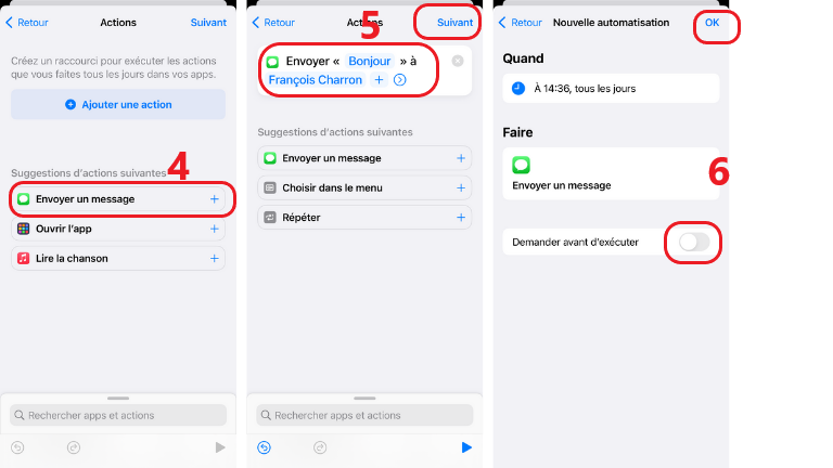 comment planifier programmer automatiser message texte iPhone