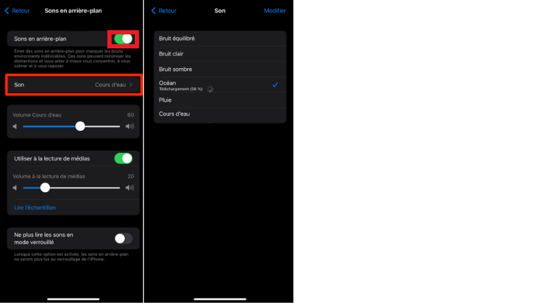 comment t&eacute;l&eacute;charger sons blancs sur iPhone iOS 15