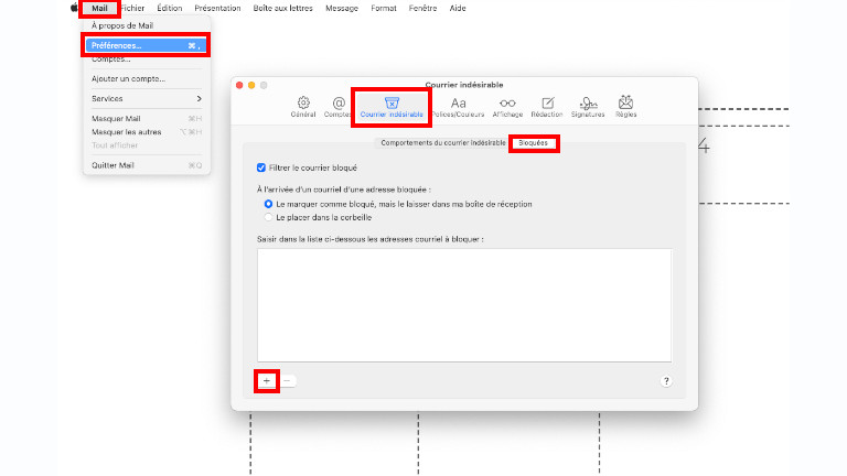 Voici la 2e façon de bloquer un expéditeur de courriel à partir de l’application Mail sur un ordinateur Mac. Comment bloquer adresse courriel Mail ordinateur 2e façon