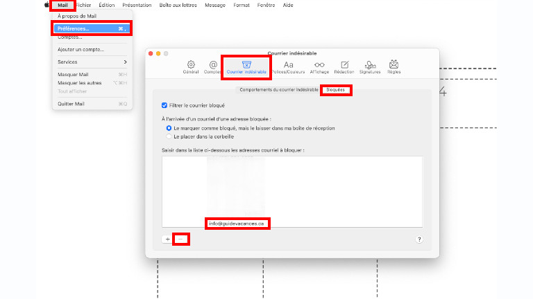 Voici comment faire pour débloquer un expéditeur de courriel dans Mail à partir d’un ordinateur Mac. Comment débloquer adresse courriel Mail Mac