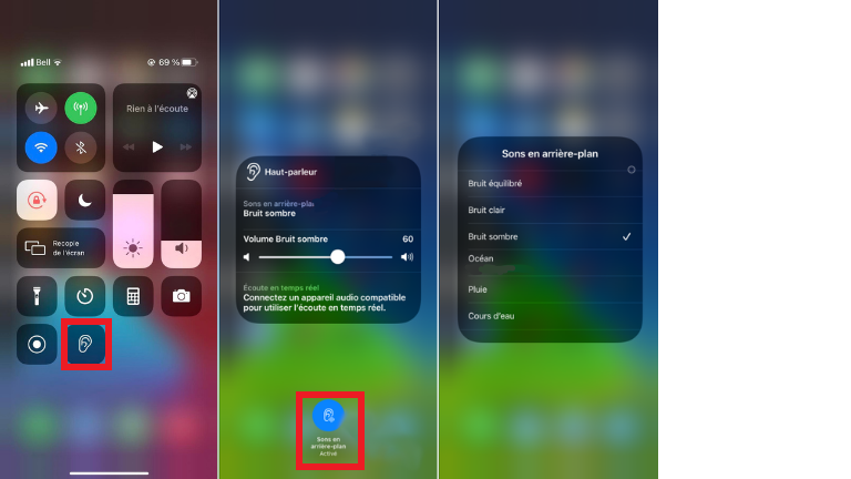 comment faire jouer white noise iOS 15 iPhone