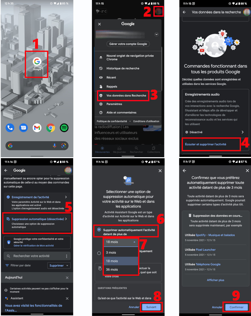 Comment supprimer automatiquement activit&eacute; Google