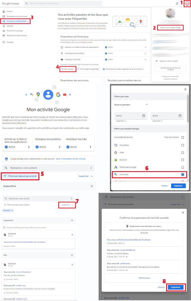 Comment supprimer les donn&eacute;es vocales enregistr&eacute;es par Google via un  ordinateur