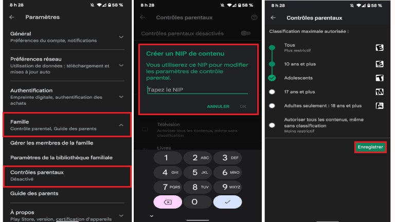 controle parental google play store application surveiller enfant