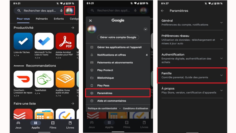 &eacute;tapes application google play store surveiller enfants activit&eacute;s