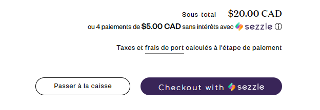exemple checkout Sezzle caisse virutelle