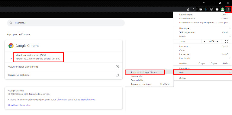 Mise &agrave; jour Google Chrome