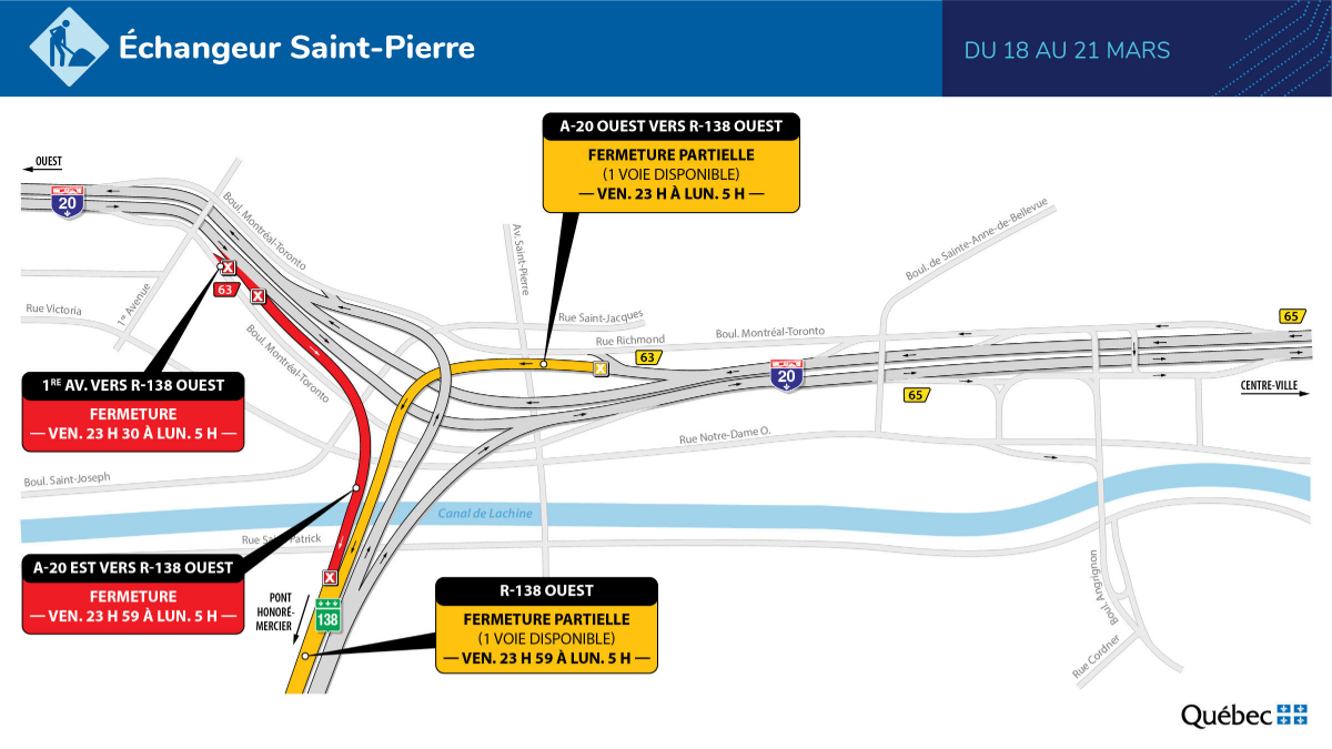 fermetures routières échangeur saint-pierre