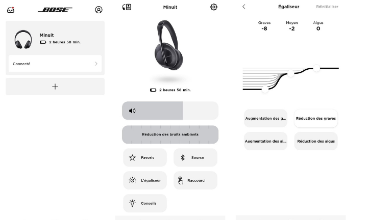 aper&ccedil;u application Bose Music casque 700