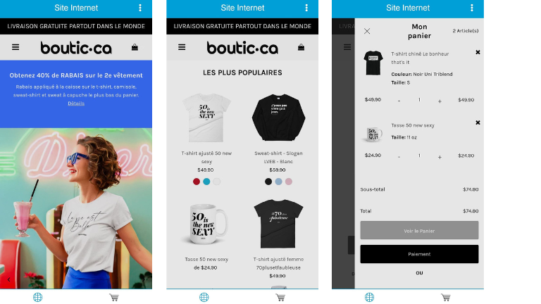 aper&ccedil;u application francoischarron achats boutic