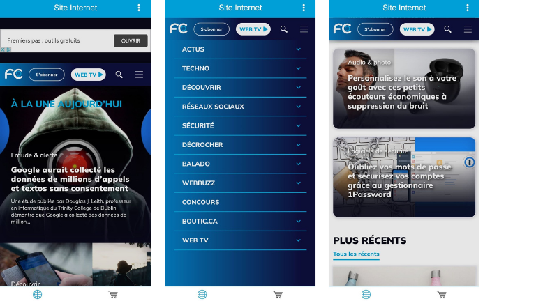 aper&ccedil;u interface application Android iOS francoischarron