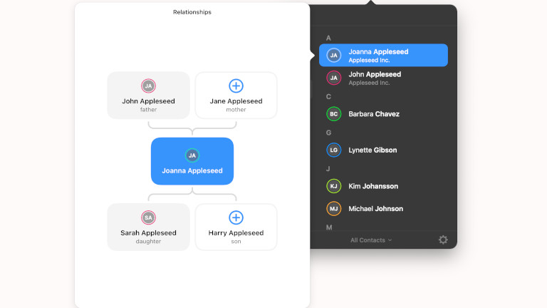 arbre contacts conna&icirc;tre personne application cardhop flexibits