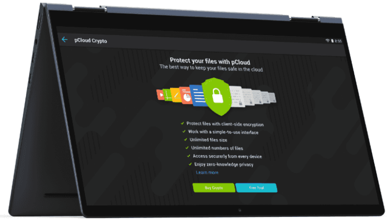 pCloud utilise un cryptage TLS/SSL de niveau militaire qui est jusqu’à présent indéfectible. chiffrement militaire sécuritaire stockage nuagique pCloud