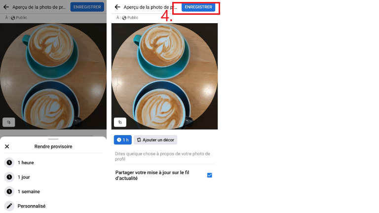 comment ajouter photo profil Facebook provisoire application
