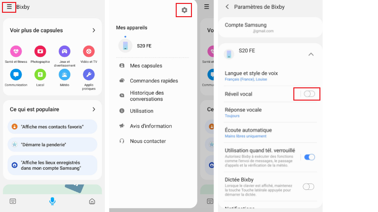 comment d&eacute;sactiver fonction Hi Bixby t&eacute;l&eacute;phones Samsung