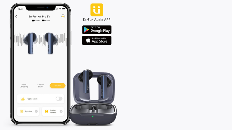 Air Pro SV, c'est le premier modèle d'écouteurs d'EarFun à être compatible à une application mobile. EarFun Air Pro SV application mobile Android iOS