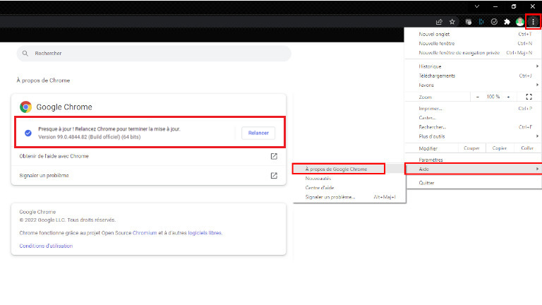 google chrome faille zero day CVE-2022-0609 mise &agrave; jour 99.0.4844.84