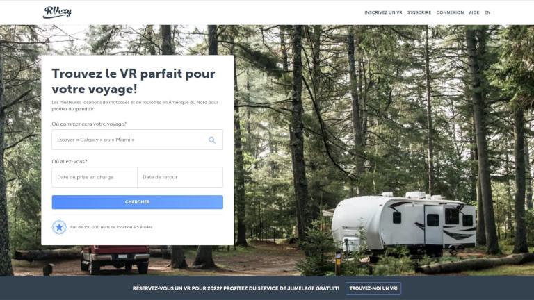 site web application RVezy location VR roulotte voyage vacances am&eacute;rique du nord canada qu&eacute;bec &eacute;tats-unis