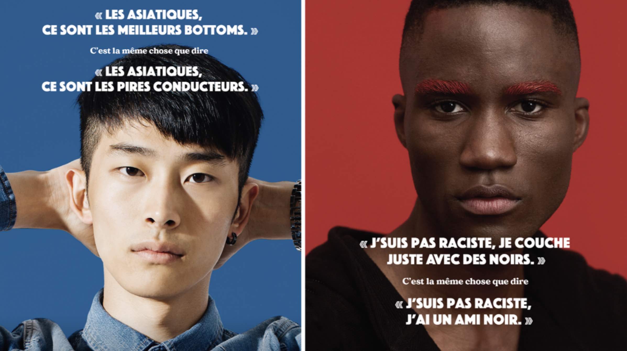Des images de la campagne de RÉZO sur le racisme sexuel.