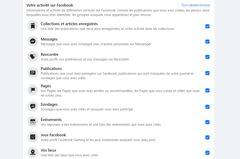 Facebook-section-votre-activite