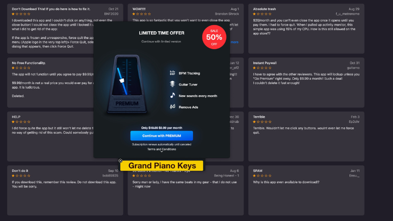 commentaires pr&eacute;ventifs My Metrodome App Store macOS