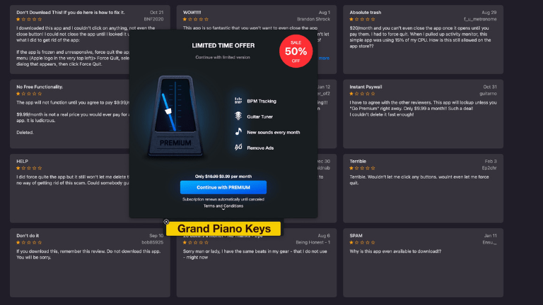 commentaires pr&eacute;ventifs My Metrodome App Store macOS