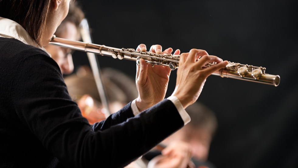 un musicien joue de la flute traversière dans un concert