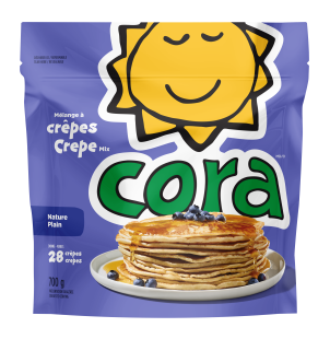 Le paquet de m&eacute;lange &agrave; cr&ecirc;pes nature Cora.