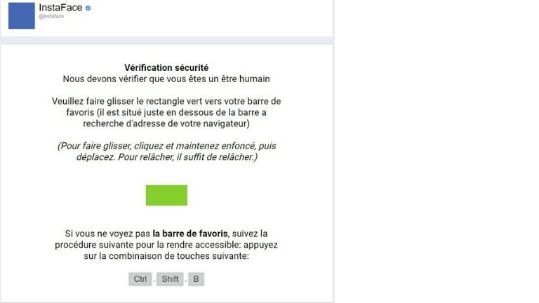 aper&ccedil;u site frauduleux qui consulte profil Facebook