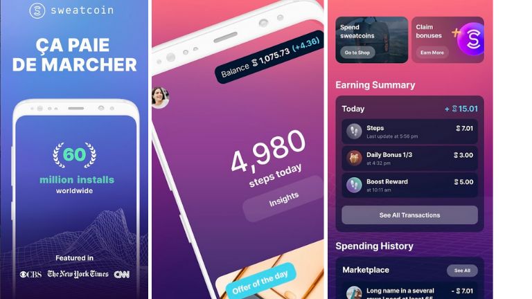 application Sweatcoin all&eacute;chante marketing efficace