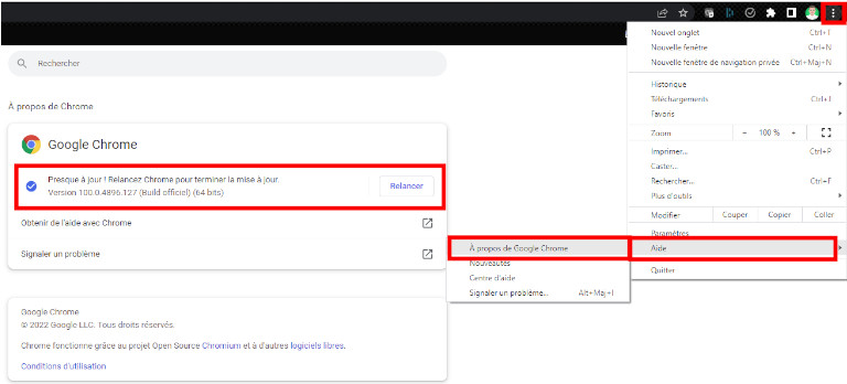 Mise &agrave; jour Google Chrome